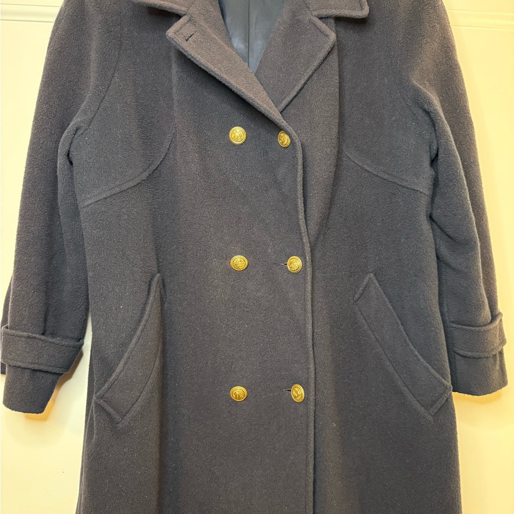 Mackintosh Double Breasted Navy Wool Coat